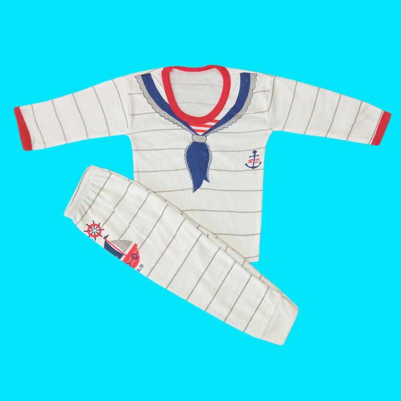 ست تی شرت و شلوار نوزادی طرح ملوانی مدل p22