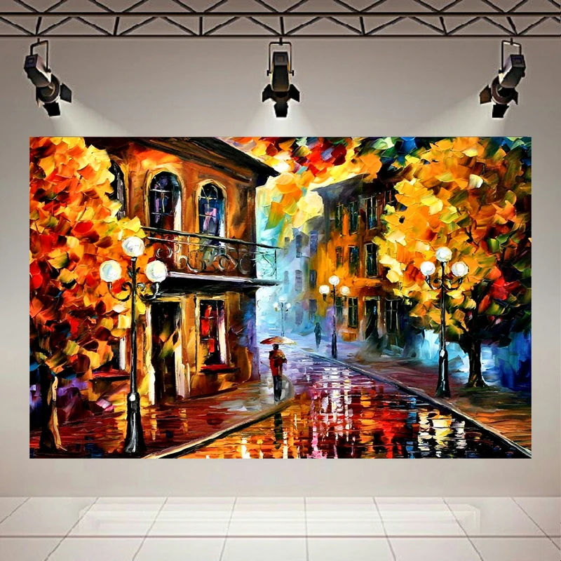 پوستر طرح مخمل نقاشی باران پاییزی اثر Leonid Afremov کد PD130483 پوستر طرح مخمل نقاشی باران پاییزی اثر Leonid Afremov کد PD130483