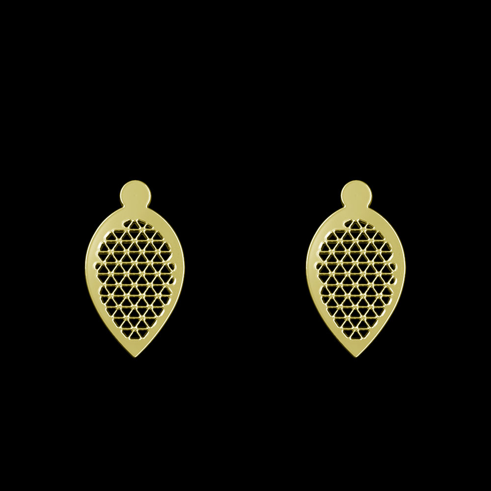 گوشواره طلا 18 عیار زنانه مدوپد مدل هندسی کد GA1-13775