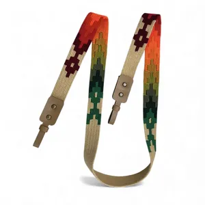 بند عینک مدل سنتی گلیمی پهن به همراه اتصالات چرم طبیعی کد 09