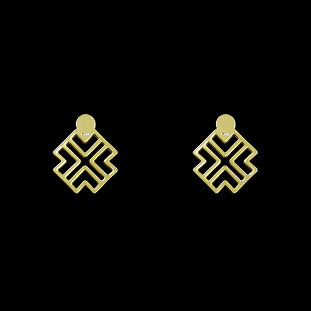 گوشواره طلا 18 عیار زنانه مدوپد مدل هندسی کد GA1-10161