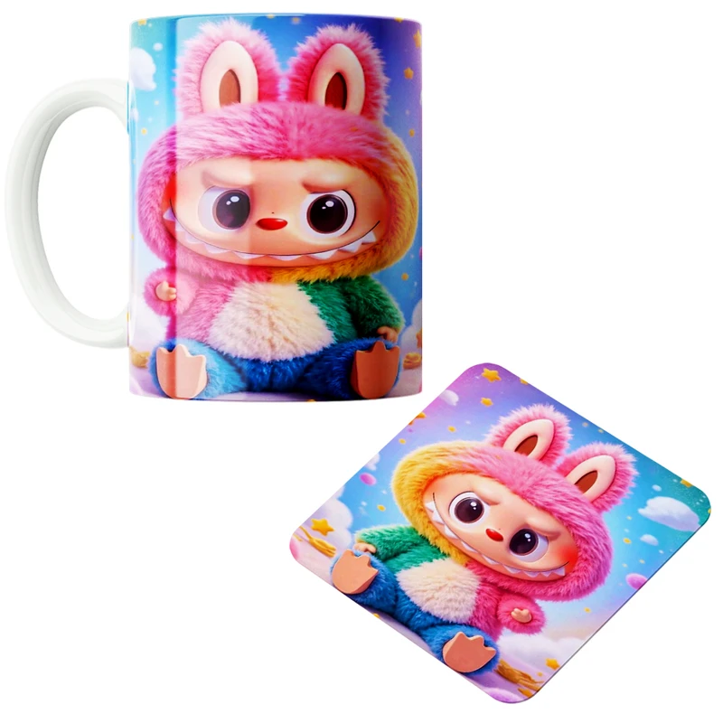 ماگ پاد آفرین مدل لبوبو کد z184 به همراه زیر لیوانی