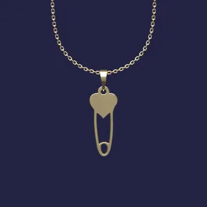 گردنبند طلا 18 عیار زنانه مدوپد مدل سنجاق قلب کد Y2-1-1028