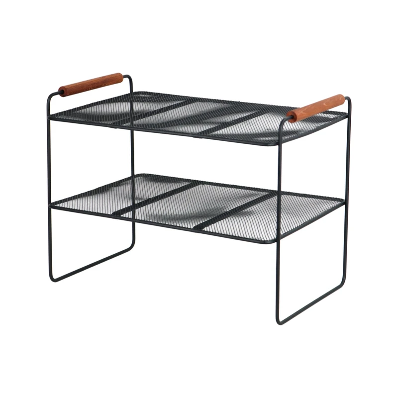 شلف داخل کابینت مدل دسته چوبی 2 طبقه