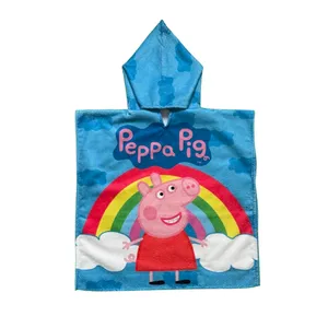 حوله پالتویی کودک مدل پانچو طرح Peppa Pig سایز 57*57 سانتی متر