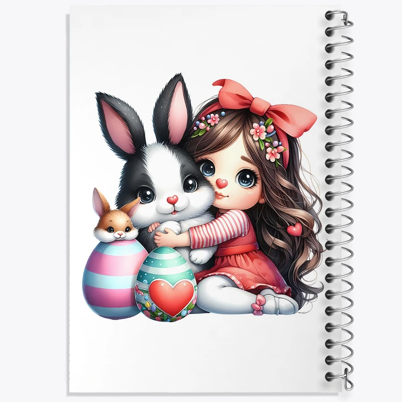 دفتر شطرنجی 50 برگ خندالو مدل دختر و خرگوش کیوت کد N1587