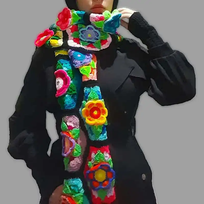 شال گردن بافتنی زنانه مدل فلاور