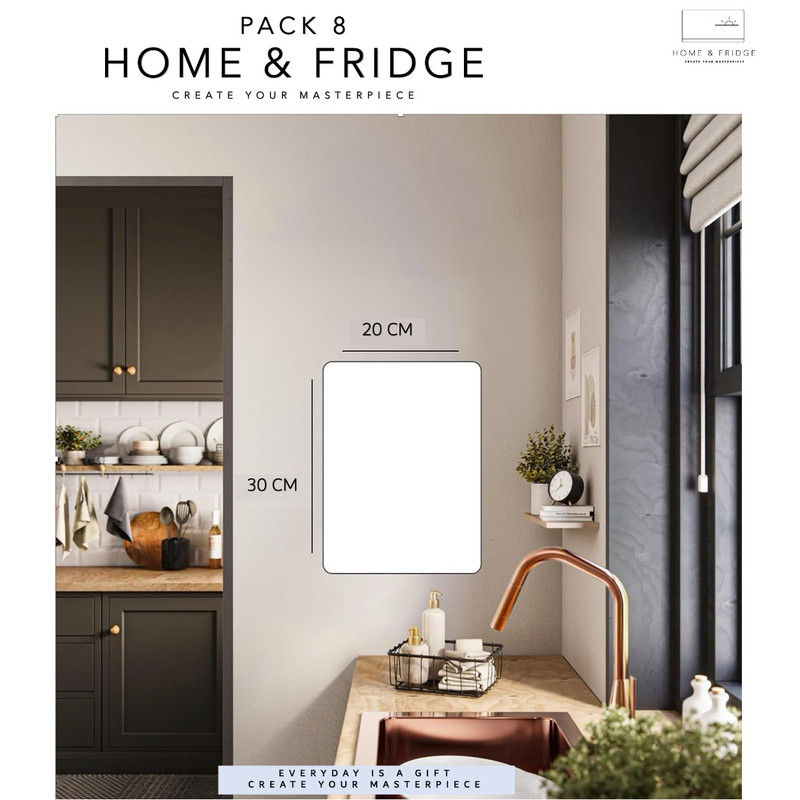 تخته وایت برد هوم اند فریج مدل 8 سایز 20x30 سانتی متر به همراه ماژیک و مگنت و هولدر مغناطیسی مجموعه 8 عددی