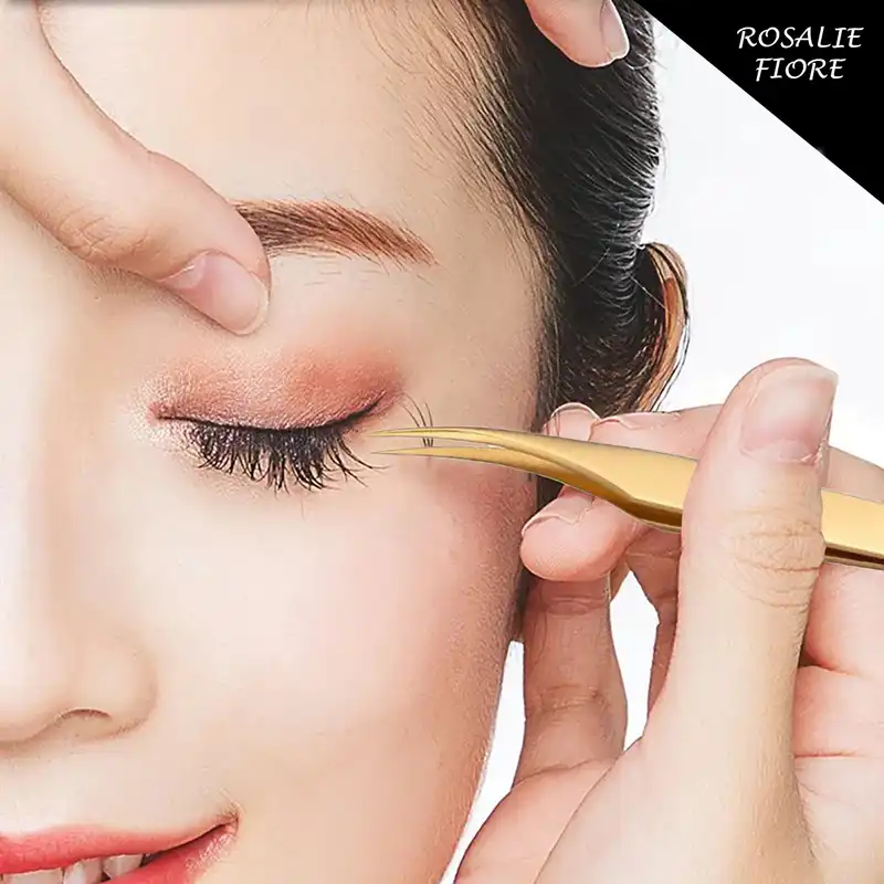 پنس مژه رزالی فیوره مدل TOPX05 به همراه انبر اکستنشن مژه