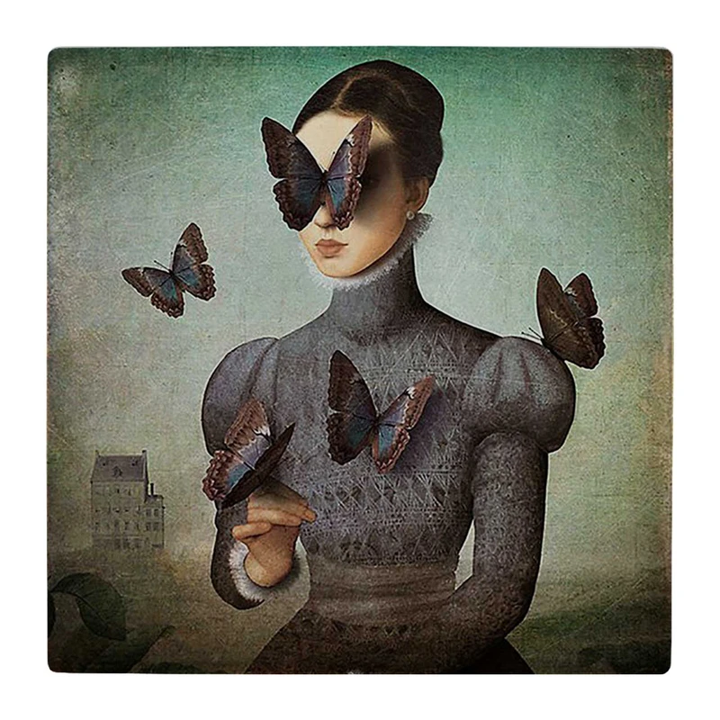 زیر لیوانی  طرح بانو و پروانه ها کد    4970018_3855