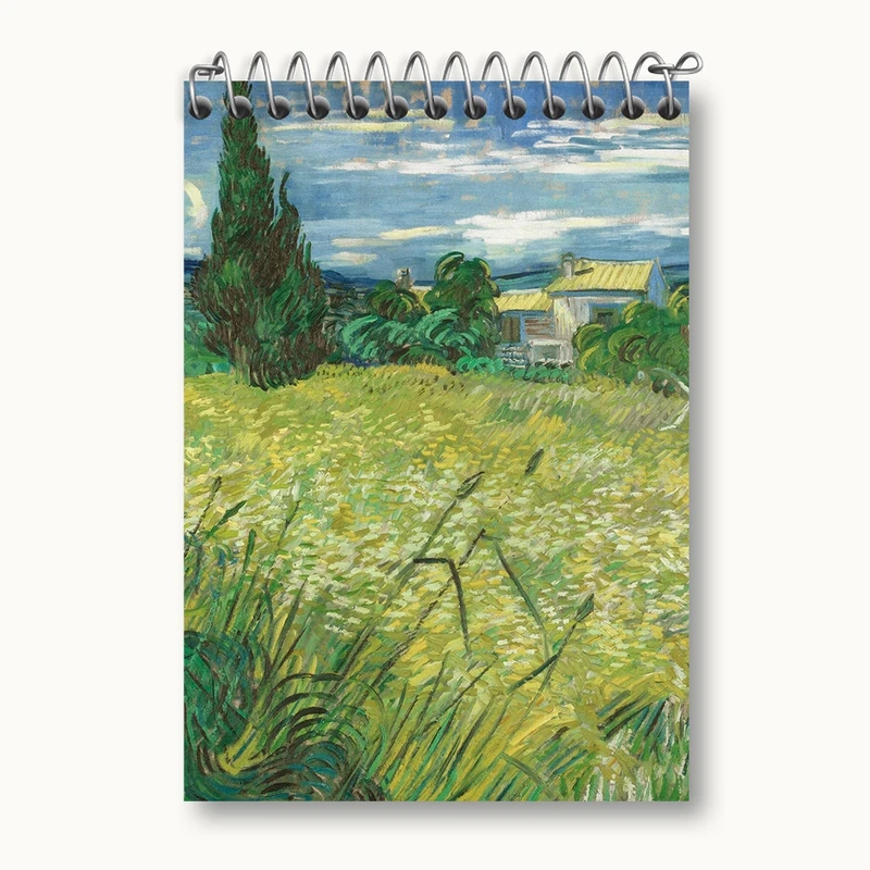 دفتر یادداشت 50 برگ خندالو مدل گندم زار سبز با سرو ونسان ونگوگ (Van Gogh) کد 36797