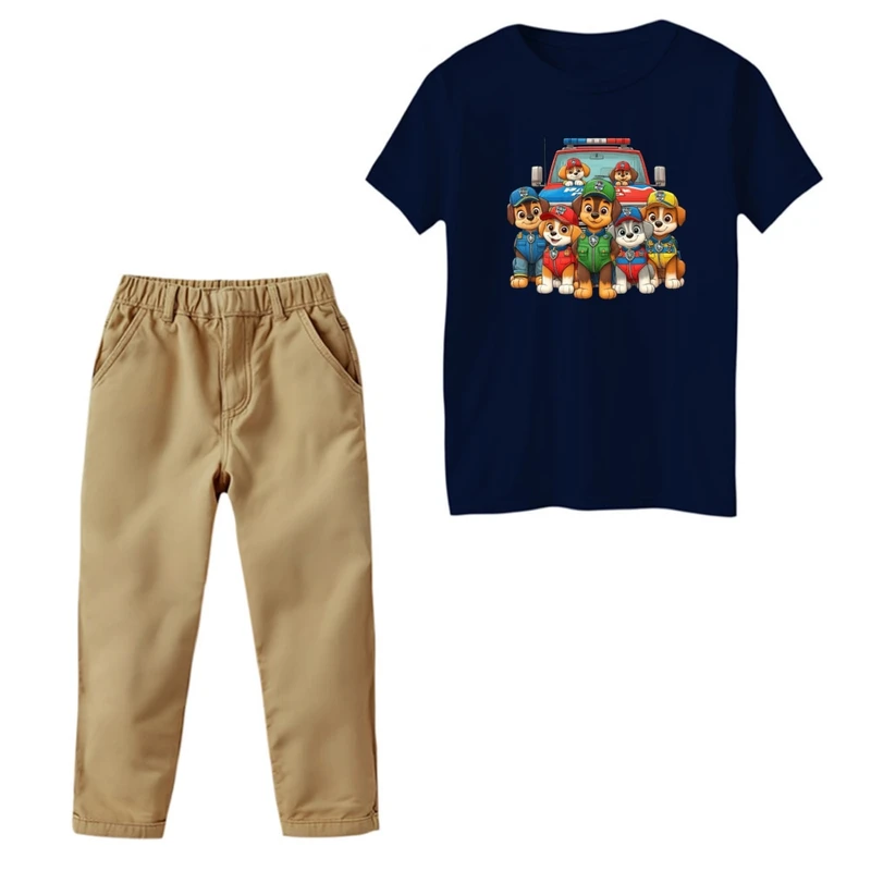 ست تی‌شرت و شلوار پسرانه مدل سگ نگهبان پلیس