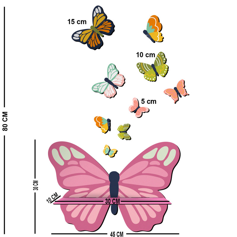 شلف دیواری اتاق کودک باروچین مدل پروانه کد sh-13