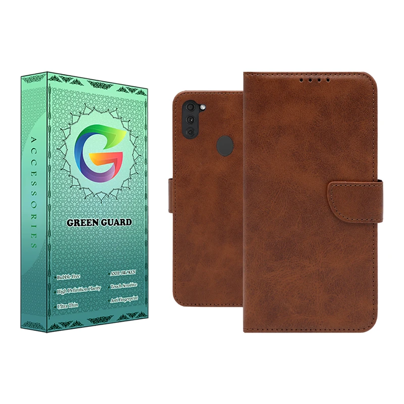 کیف کلاسوری گرین گارد مدل چرمی مگنتی کد Brown-GB01 مناسب برای گوشی موبایل سامسونگ Galaxy A11