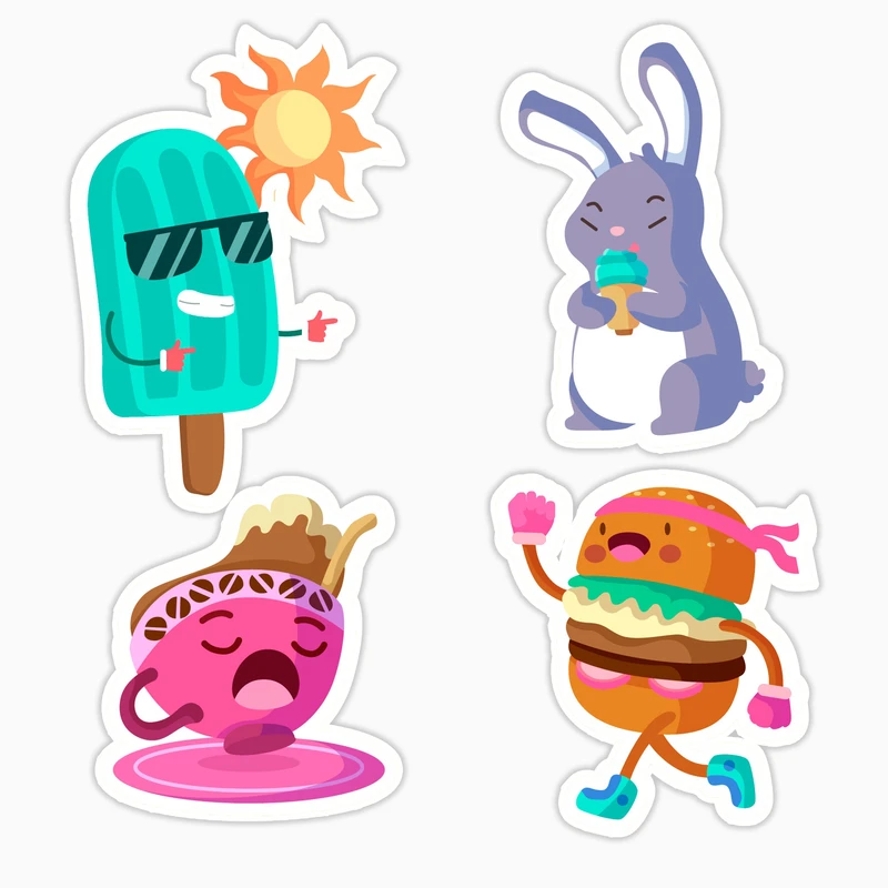 استیکر لپ تاپ و موبایل بووم طرح بامزه کد MR181 مجموعه 4 عددی