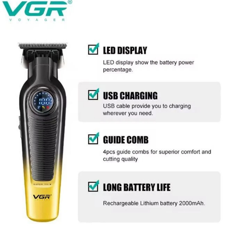 ماشین اصلاح موی سر و صورت شارژی وی جی ار مدل V-196 & 996 مجموعه 2 عددی