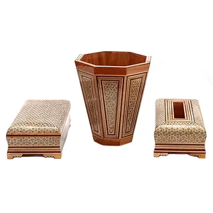 ست 3 تکه جعبه و سطل خاتم کاری مزروعی کد m83