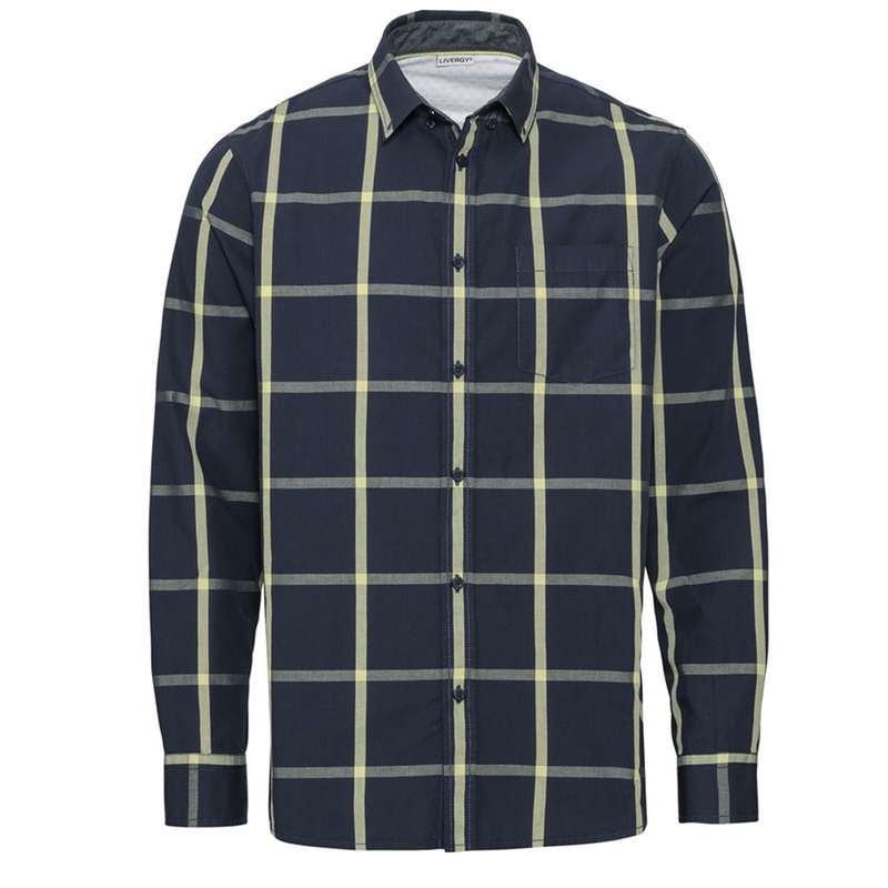 پیراهن آستین بلند مردانه لیورجی مدل چهارخانه کد Antic2022NB رنگ سرمه ای