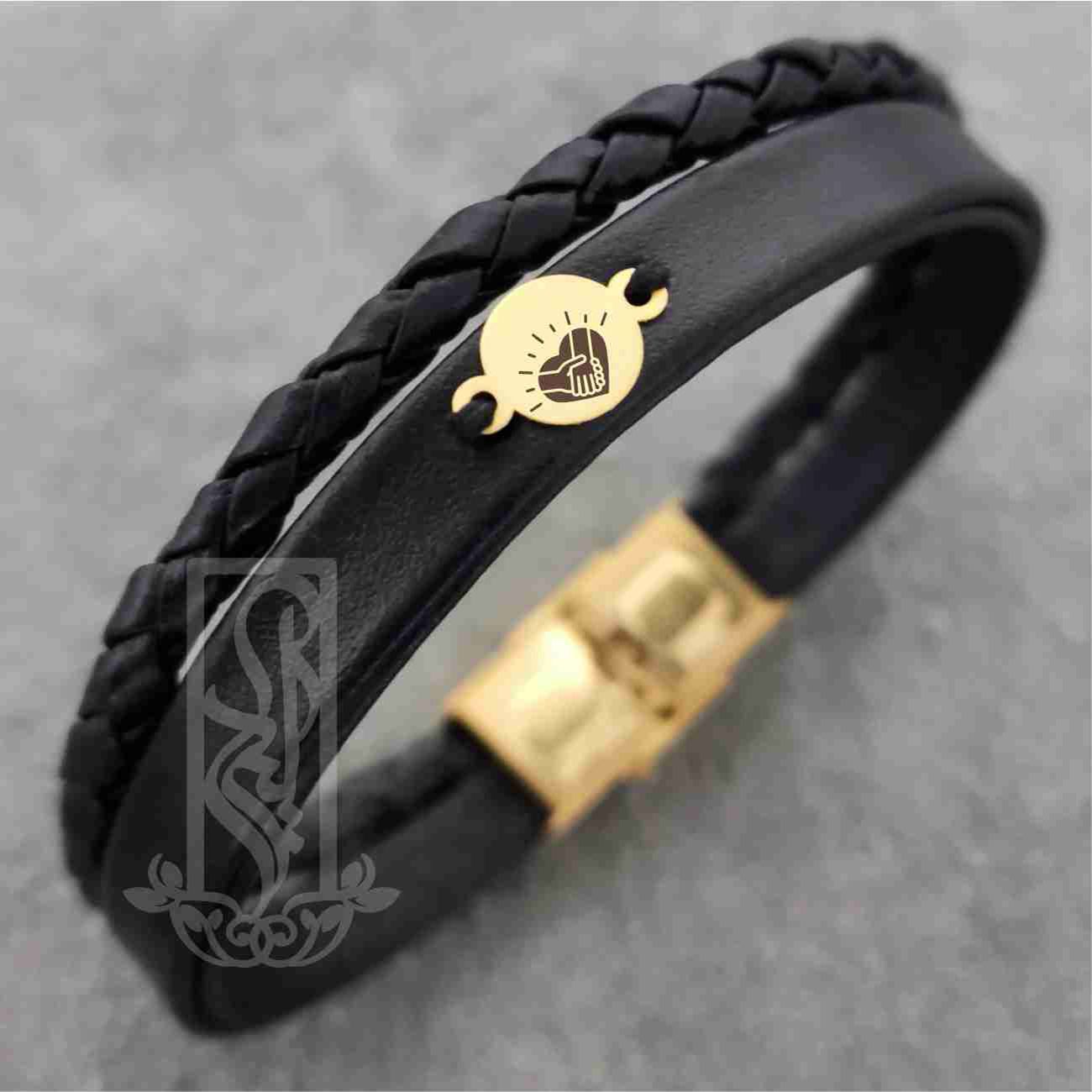 دستبند طلا 18 عیار زنانه لیردا مدل دست و دل کد 6068 -  - 2
