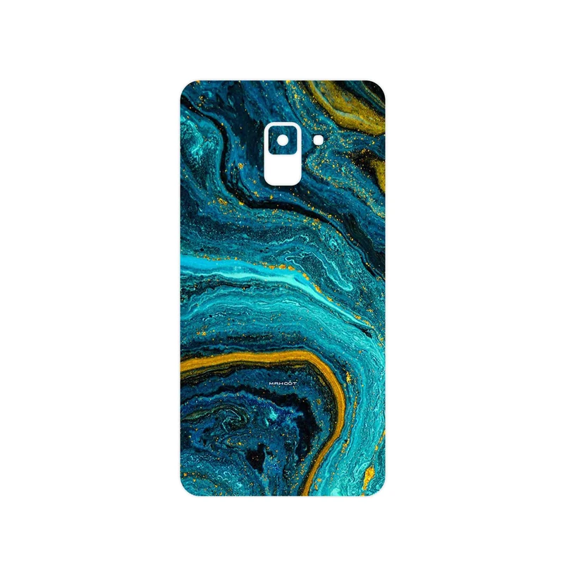 برچسب پوششی ماهوت مدل Turquoise marblewith golden streaks مناسب برای گوشی موبایل سامسونگ Galaxy A8 Plus 2018