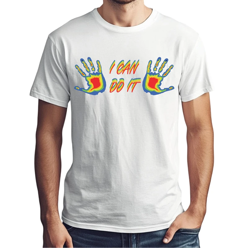 تی شرت آستین کوتاه مردانه مدل انگیزشی من می تونم کد z435