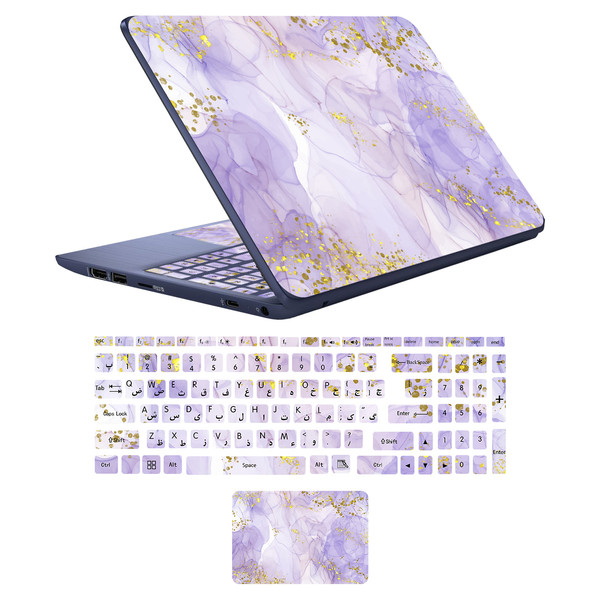 استیکر لپ تاپ مدل marbel کد 12 مناسب برای لپ تاپ 15 تا 17 اینچ به همراه برچسب حروف فارسی کیبورد