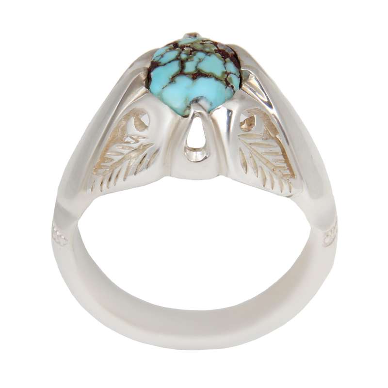 انگشتر نقره مردانه بازرگانی میلادی مدل سنگ فیروزه نیشابور کد AM_2321