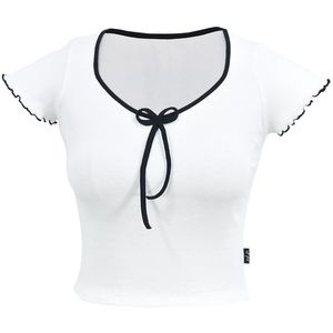 کراپ‌ تی‌شرت آستین کوتاه زنانه دل آویز مدل H347