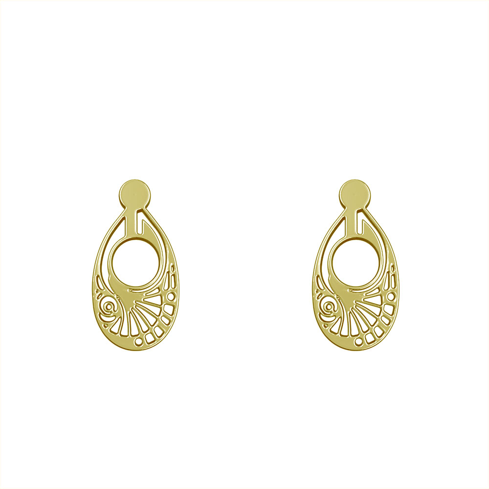 گوشواره طلا 18 عیار زنانه مدوپد مدل هندسی کد GA1-10439