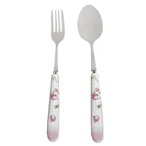 ست قاشق و چنگال غذاخوری 2 پارچه طرح گل مدل 800