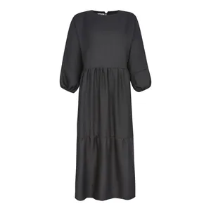 پیراهن ساحلی یقه گرد زنانه حیات مدل سایه رنگ مشکی