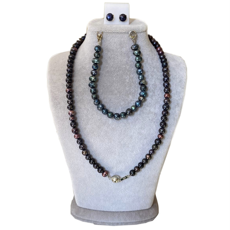 نیم ست نقره زنانه مدل مروارید کد MO0093B نیم ست نقره زنانه مدل مروارید کد MO0093B