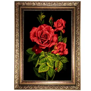 تابلو فرش ماشینی نقش نگار رضوی طرح گل کد 454KC