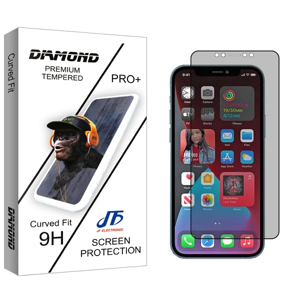محافظ صفحه نمایش حریم شخصی جی اف مدل Diamond مناسب برای گوشی موبایل اپل iPhone 12 Pro Max