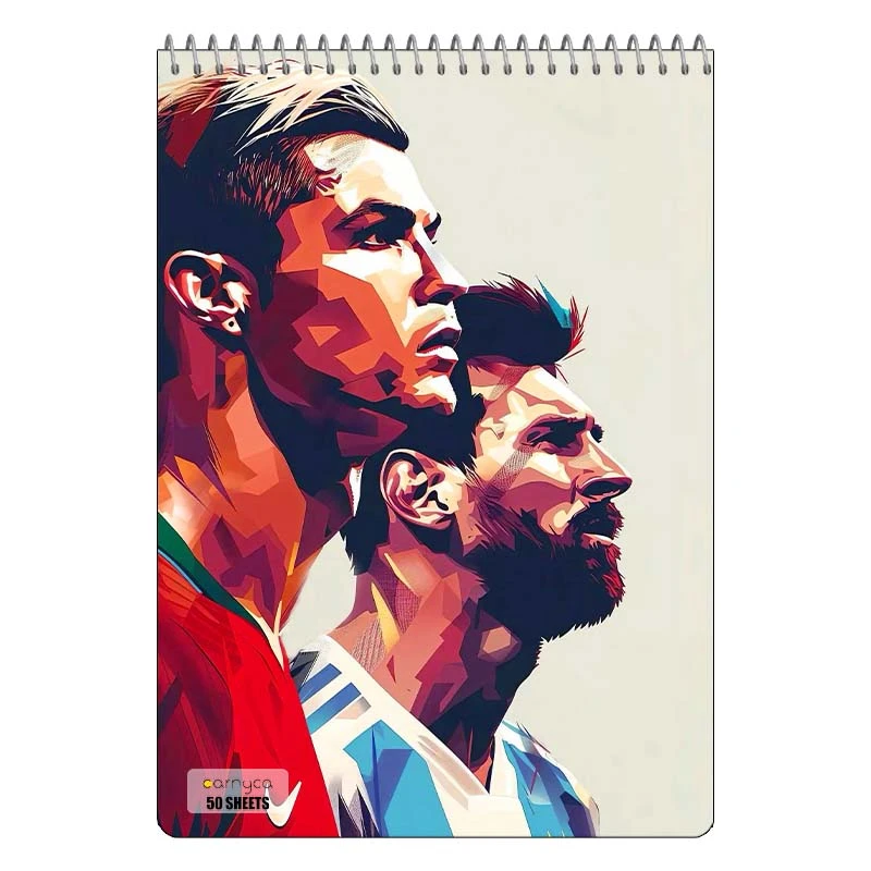 دفتر نقاشی 50 برگ سیمی کارنیکا طرح رونالدو و مسی Ronaldo & Messi کد 25779