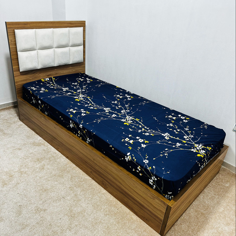 ملحفه ناتوسا مدل کشدار کد شکوفه یک نفره سایز 90x200 سانتی متر