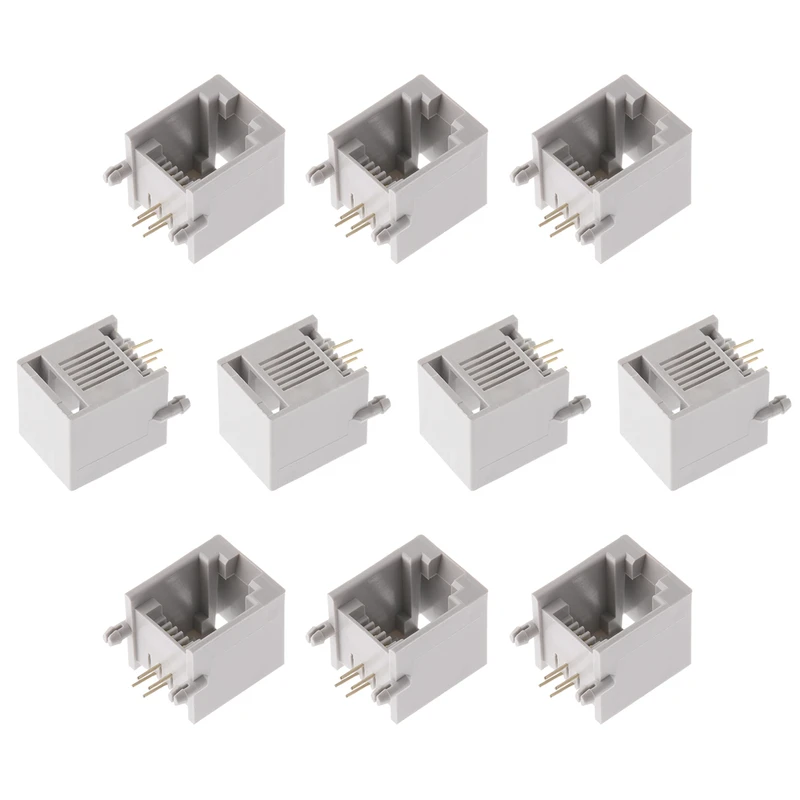 کانکتور 1 به 2 مادگی تلفن مدل 6P4C-RJ11-Right.Angle بسته 10 عددی