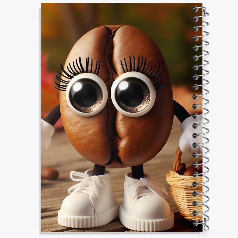 دفتر ژورنال نویسی 50 برگ خندالو مدل نقطه ای طرح دانه ی قهوه کیوت کد F7563