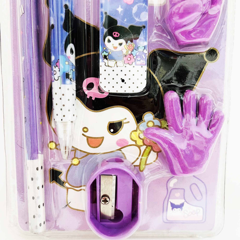 بسته لوازم تحریر مدل کرومی عروسکی مجموعه 7 عددی