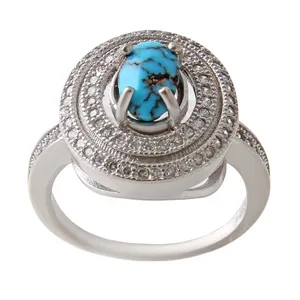 انگشتر نقره زنانه مدل سنگ فیروزه نیشابور کد AWR_798