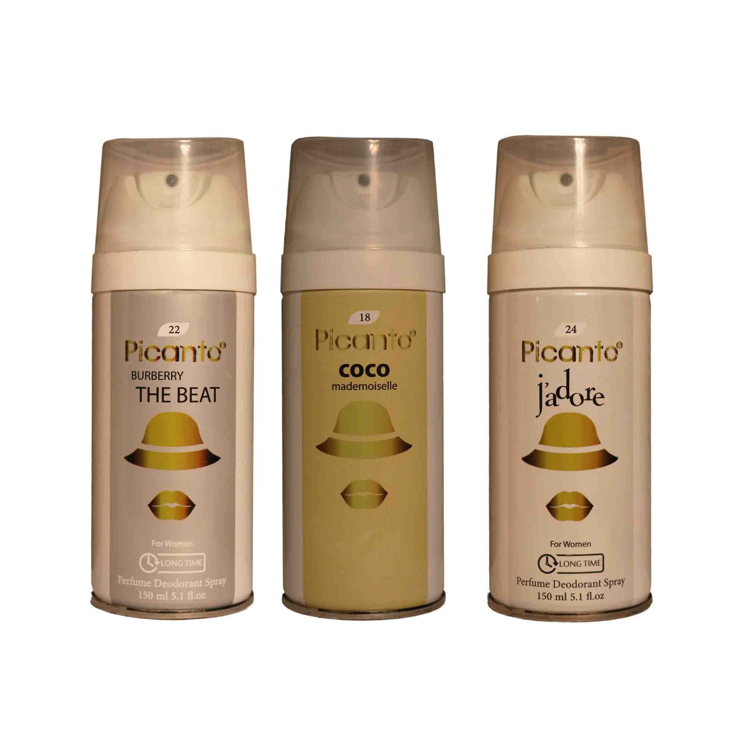 اسپری خوشبو کننده بدن زنانه پیکانتو مدل pw8 حجم 150 میلی لیتر مجموعه 3 عددی