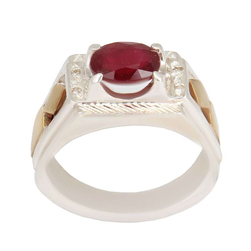 انگشتر نقره مردانه مدل سنگ یاقوت تراش کد AM_2376