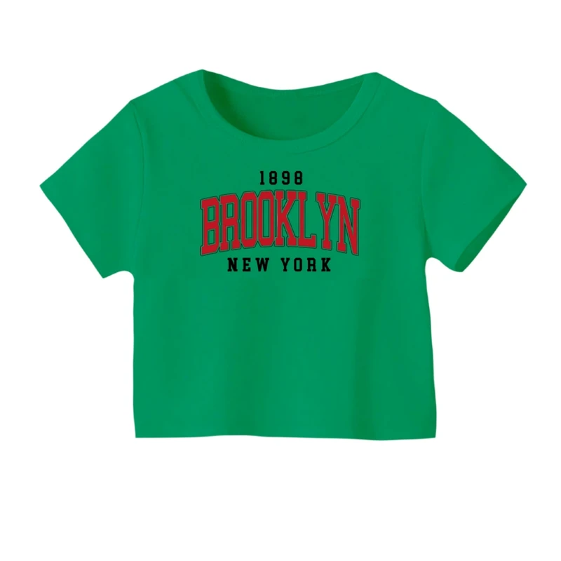 کراپ‌ تی‌شرت آستین کوتاه زنانه مدل نوشته بزرگ