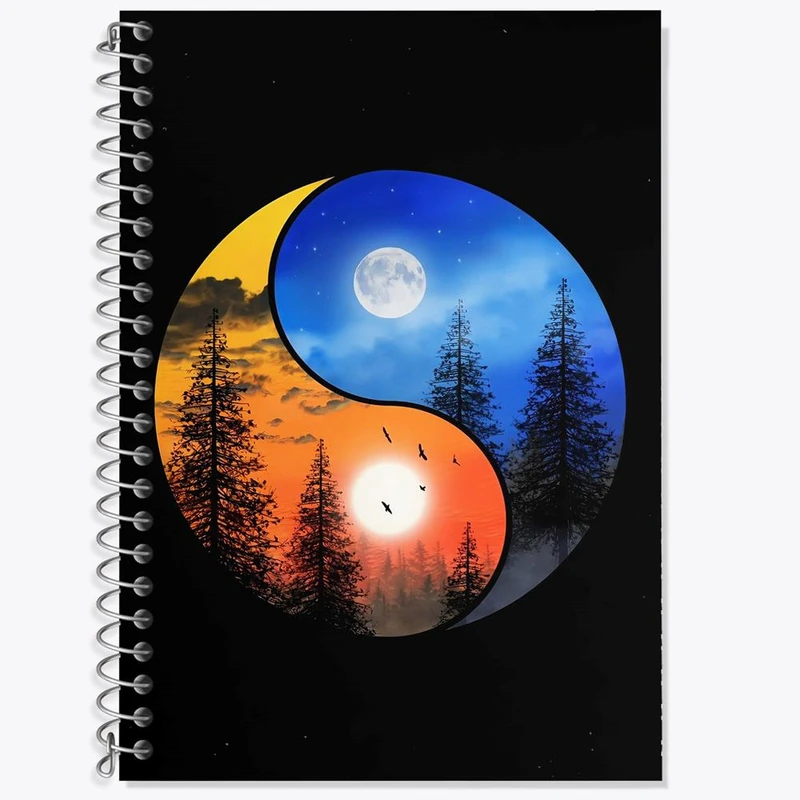 دفتر زبان 50 برگ خندالو مدل دو خط طرح یین و یانگ کد 27692