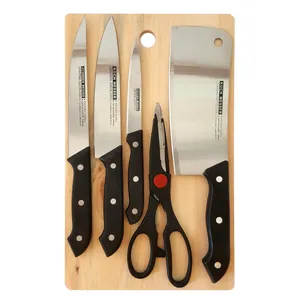 سرویس چاقو آشپزخانه 5 پارچه کوچ میسر کد A10 به همراه تخته گوشت
