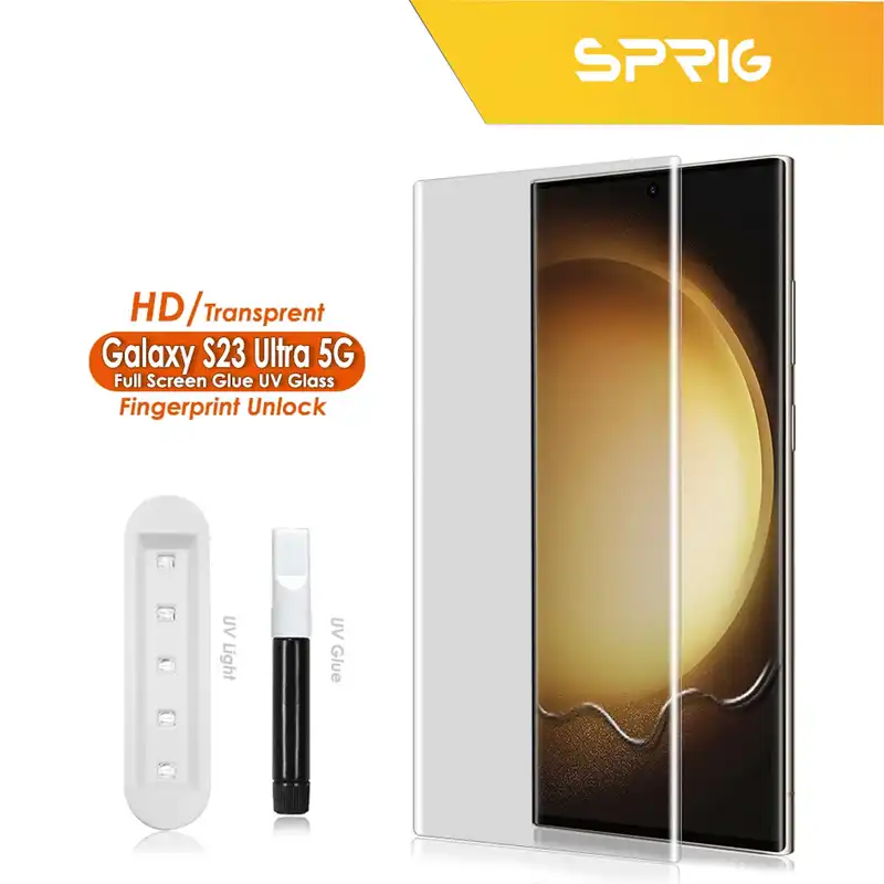 محافظ لنز دوربین اسپریگ مدل 3D-UV مناسب برای گوشی موبایل سامسونگ Galaxy S23 Ultra به همراه محافظ صفحه نمایش