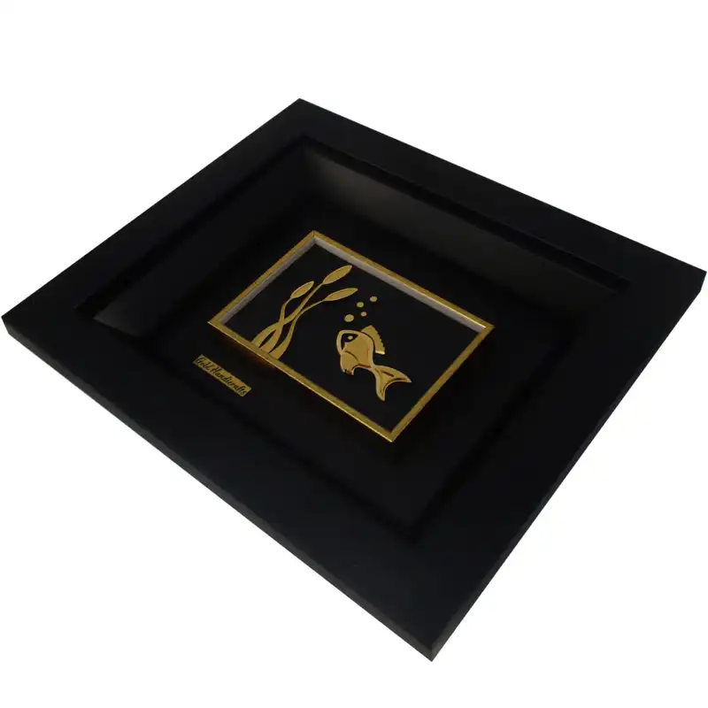 تابلو طلا کوب زرکات طرح ماهی مدل F169