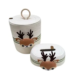 ست سطل و جادستمال کاغذی اتاق کودک مدل قیطان دوزی