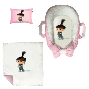 سرویس خواب سه تکه نوزاد ناریکو مدل گارد محافظ دار طرح کارتونی دختر بچه کد 0675