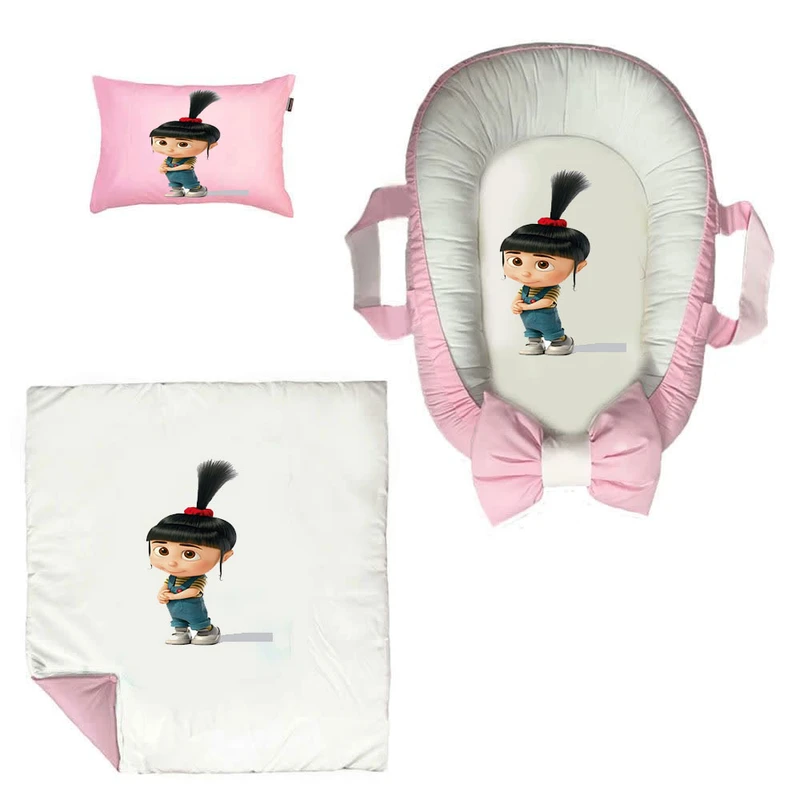 سرویس خواب سه تکه نوزاد ناریکو مدل گارد محافظ دار طرح کارتونی دختر بچه کد 0675